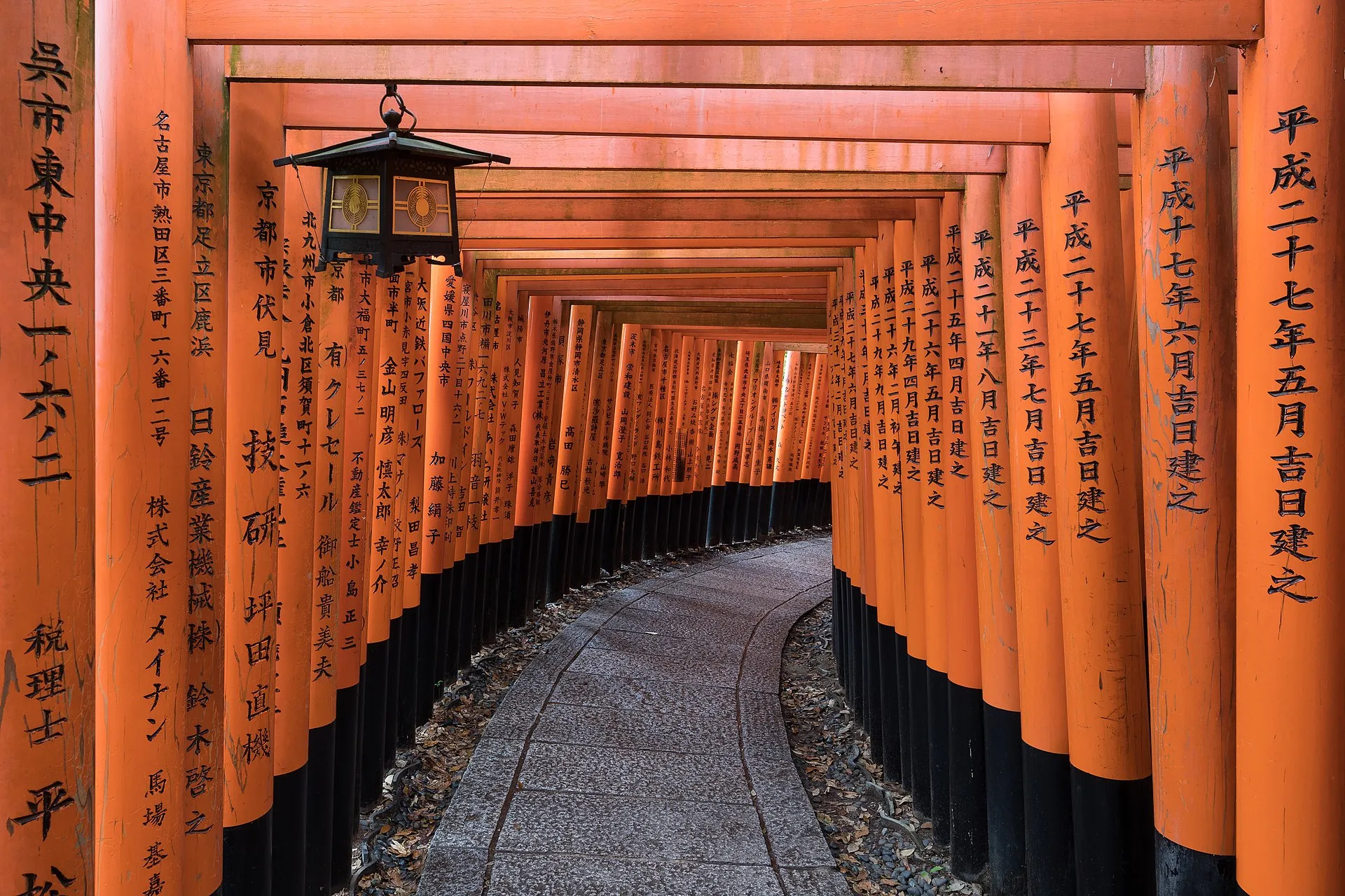 L'allée de portiques rouges du sanctuaire Fushimi Inari à Kyoto