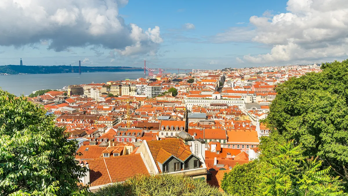 Vue sur les toits de Lisbonne et le Tage depuis le château Saint-Georges