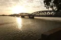 Le pont Faidherbe sur le fleuve Sénégal, à Saint-Louis, au coucher du soleil