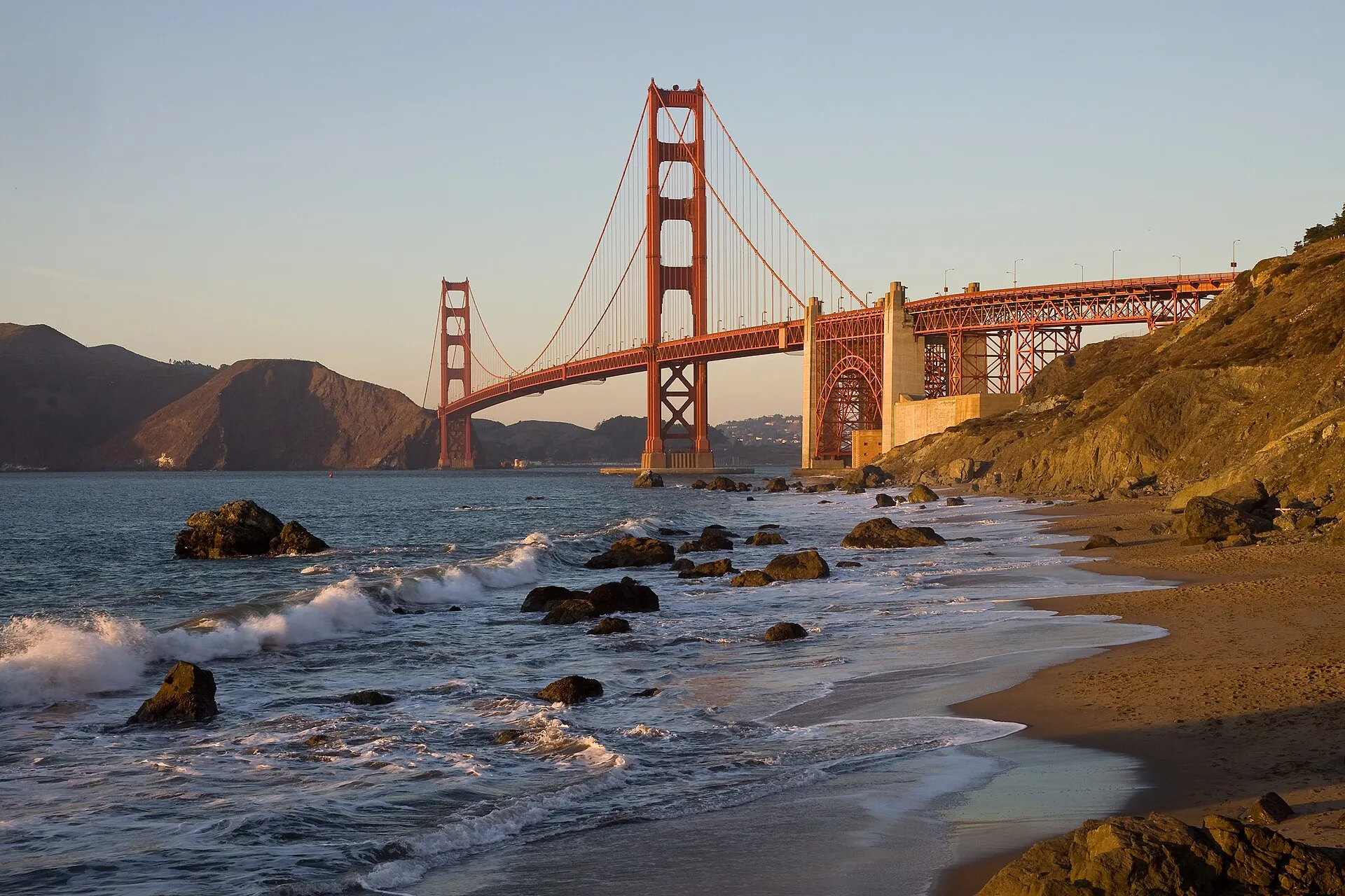 Le Golden Gate Bridge vu depuis Baker Beach, à San Francisco
